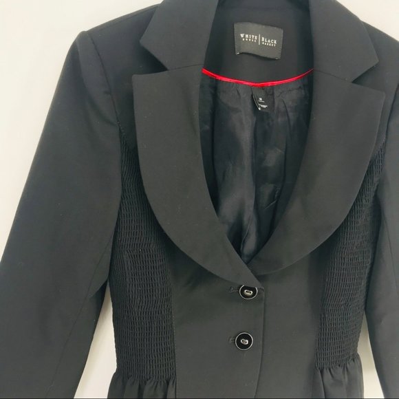 WHBM Black Elastic Side Panel Pleated Jacket Sz 00 - Picture 3 of 5